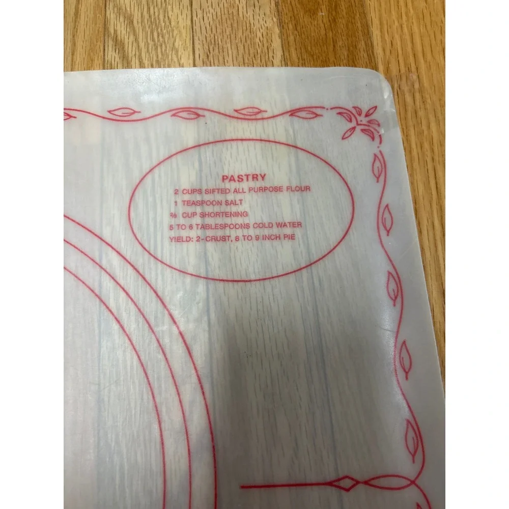 Vintage Tupperware Pastry Mat and Fillable Rolling Pin Set White Red MCM 1966